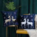 GobekUsa Christmas Elk Embroidered Cushion Cover | Gold & Silver Stamped Holiday Decor