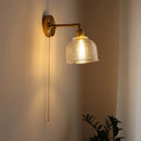 GobekUsa Glass Sconce LED Wall Lamp, Copper Nordic Bedroom Light Fixtures