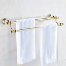 GobekUsa Brass and Crystal Bathroom Accessories Set: Shelf, Robe Hook, Paper Holder, Brush Holder