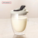 GobekUsa Double Deck Insulated Glass Coffee Mug With Lid Heat Resistant Water Cup