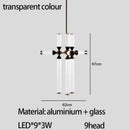 GobekUsa Glass Tube Chandelier: Modern LED Pendant Lamp for Living Room, Bedroom, Cafe, and Dining Room.