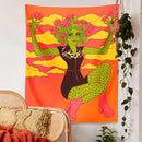 GobekUsa Cactus Girl Tapestry Wall Hanging 60s Flower Psychedelic Retro Boho Decor