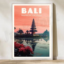 GobekUsa Bali Surfing Poster - Uluwatu, Canggu, Pererenan Estuary, Borobudur, Komodo, Rice Field Illustration