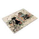 GobekUsa Black Cat Linen Placemat Set for Dining Table & Kitchen Decor