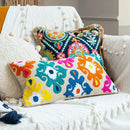 GobekUsa Embroidered Flower Boho Long Cushion Covers for Bedroom and Sofa