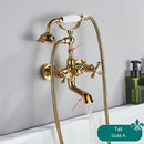 GobekUsa Antique Brass Telephone Shape Wall Mounted Bathtub Faucet