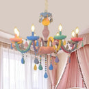 GobekUsa Crystal Chandelier Kids Bedroom Rainbow Candle Light Fixture