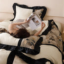 GobekUsa Ice Rayon Summer Bedding Set with Lace - Silky & Cozy Single/Double Bed Set