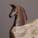 GobekUsa Horse Sculpture: Handmade Wood Grain Design, Animal Figurine for Home Decor