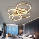GobekUsa LED Chandelier: Modern Living Study Bedroom Lamps, Round Rings Foyer Chandeliers Luminaire
