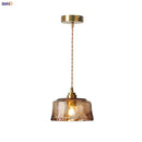 GobekUsa Amber Glass LED Pendant Lamp with Adjustable Wire for Dining Room and Kitchen