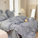 GobekUsa Korean Princess Style Pure Cotton Bedding Set with Ruffles and Heart Pleat
