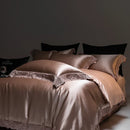 GobekUsa Luxe French Lace Edge Bedding Set: Silky Lyocell Cotton Duvet Cover, Sheet & Pillowcases