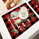 GobekUsa Christmas Linen Dining Table Mats - Festive Home Decor with Santa Claus Print