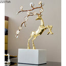 GobekUsa Deer Antlers Statue - Enamel Sika Deer Sculpture for Room Decor