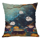 GobekUsa Halloween Pumpkin Ghost Bat Linen Pillow Cover for Sofa Decor