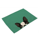 GobekUsa Dog Cat Pattern Cotton Linen Dining Table Mats 32*42cm
