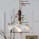 GobekUsa LED Pendant Light Fixture Walnut Wood Ceramic Knob Switch Hanging Lamp