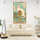 GobekUsa Cat Tapestry Wall Hanging Tarot Black White Psychedelic Love Star Home Decor