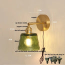 GobekUsa Clear Glass LED Wall Sconce with Pull Chain Switch, Brass E27, Bedroom Reading Light