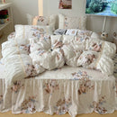GobekUsa Korean Princess Flowers Bedding Set - Duvet Cover, Bed Skirt, Pillowcases