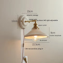 GobekUsa LED Ceramic Wall Lamp with Copper Arm for Bedroom Bathroom Mirror