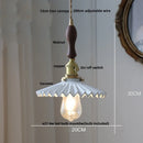 GobekUsa Ceramic LED Pendant Light Fixture with Adjustable Wire, Brass Knob Switch