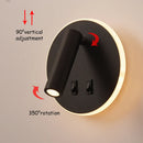 GobekUsa Adjustable Wall Lamp for Bedroom, Study, or Reading - 350° Rotation, Switch Included