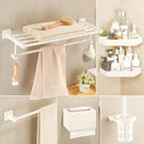 GobekUsa Bathroom Set: Cream White Shelf, Towel Rack, Paper Holder, Brush Holder & Hardware