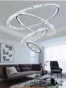 GobekUsa Crystal Rings LED Chandelier, Chrome Lustre Ceiling Pendant for Living Room
