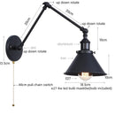 GobekUsa Gold Long Arm LED Wall Sconce with Pull Chain Switch