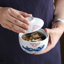 GobekUsa 4.25" Ceramic Stew Pot Bowl with Lid - Multipurpose Steam Egg Soup Bowl - Small Steaming Cup for Slow Cooking - Home & Restaurant Tableware