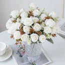 GobekUsa 8-Head 30cm Pink Peony Silk Bouquet Wedding Home Decoration Flower Wall
