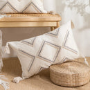 GobekUsa Geometric Tufted Cotton Canvas Embroidered Pillow Covers for Home Decor