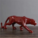 GobekUsa Leopard Geometric Resin Statue - Modern Wildlife Panther Sculpture for Home Office