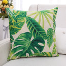 GobekUsa Green Plant Leaves Flower Linen Cushion Cover - Modern Sofa Throw Pillow Cover