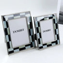 GobekUsa Black White Plaid Metal Photo Frame Abstract Desktop Decoration Display Frames