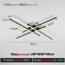GobekUsa Black Chandelier LED Ceiling Lamp: Nordic Minimalist Square Living Room & Bedroom Lights