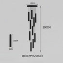 GobekUsa Black LED Crystal Staircase Chandelier: Modern Nordic Design, Creative Island Hanging Lamp