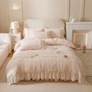 GobekUsa Cozy Velvet Lace Flowers Princess Bedding Set