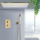 GobekUsa Brushed Gold LED Thermostatic Shower Faucet Set with Ceiling Rainfall Shower Head