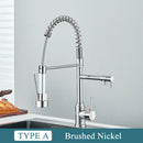 GobekUsa Brass Kitchen Sink Faucet: Pull Down Dual Spout, 360 Rotation, Hot/Cold Mixer, 2 Modes