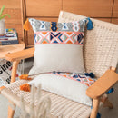 GobekUsa Geometric Embroidered Cushion Cover with Tassels for Home Decor