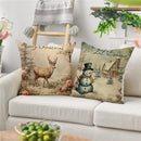 GobekUsa Christmas Snowman Deer Pillowcase Xmas Home Decoration Sofa Cushion Cover
