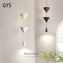 GobekUsa Cone Long LED Pendant Chandelier for Modern Bedroom, White/Black Variant
