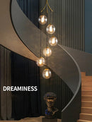 GobekUsa Glass Ball LED Chandelier, Modern Minimalist Loft Villa Staircase Decor