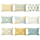 GobekUsa Geometric Striped Curved Rectangle Pillowcase - Yellow Blue Sofa Throw Pillows