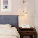 GobekUsa Clear Glass LED Wall Lights with Wood Pull Chain Switch - Modern Copper Stair Light