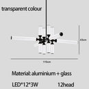 GobekUsa Glass Tube Chandelier: Modern LED Pendant Lamp for Living Room, Bedroom, Cafe, and Dining Room.