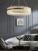 GobekUsa Crystal LED Chandelier: Gold/Black Luxury Pendant Lighting for Home